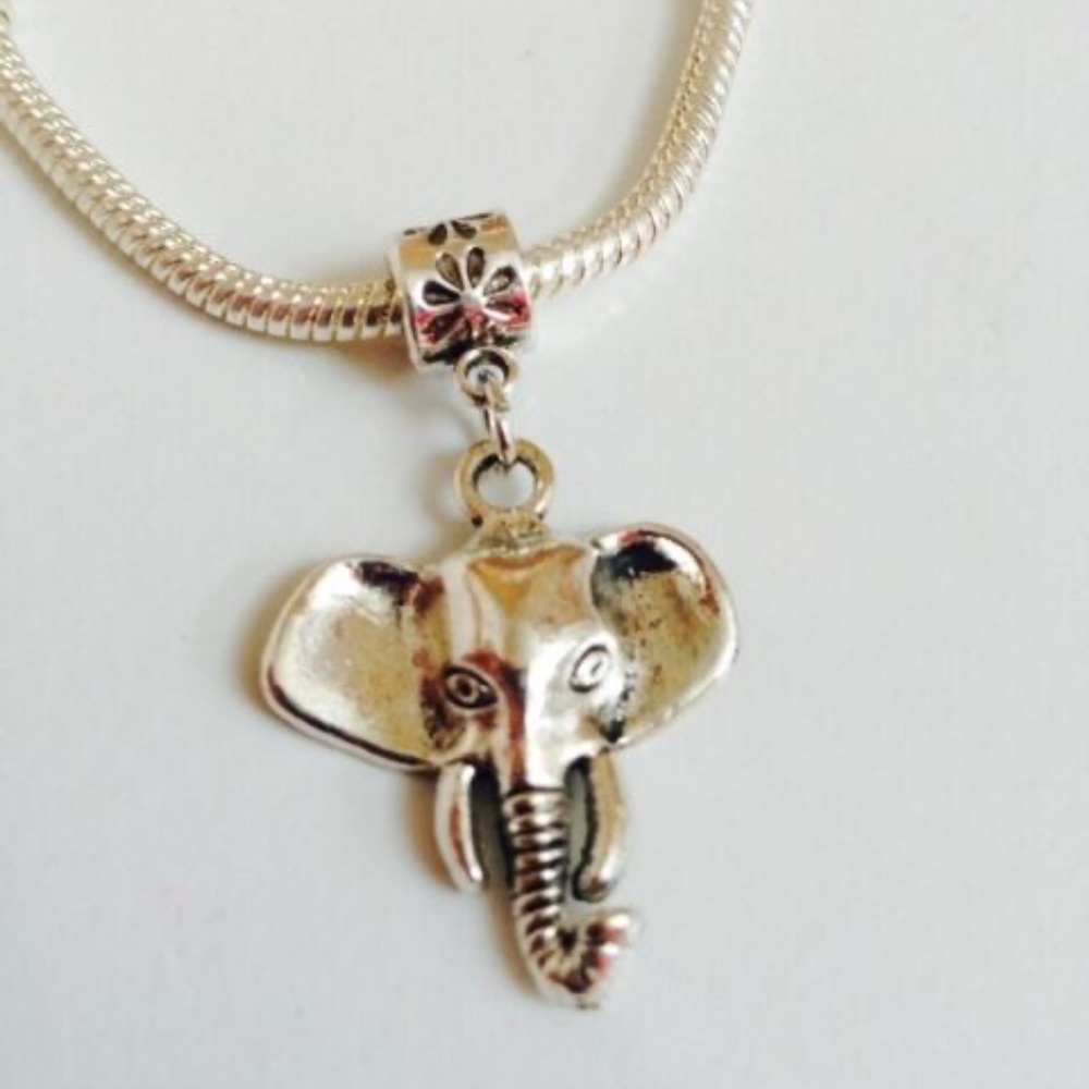 “ELEPHANT” Sterling Silver Plated  Dangling Charm For European Charm Bracelets